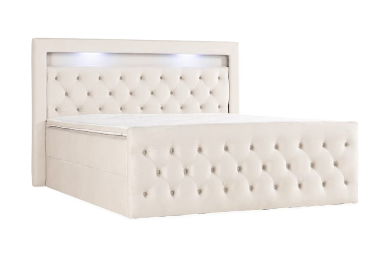 Francisco Komplett Sengpakke med løfteoppbevaring LED-belysning 160x200 - Beige - Møbler - Senger - Seng med oppbevaring