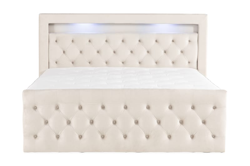 Francisco Komplett Sengpakke med løfteoppbevaring LED-belysning 180x200 - Beige - Møbler - Senger - Seng med oppbevaring