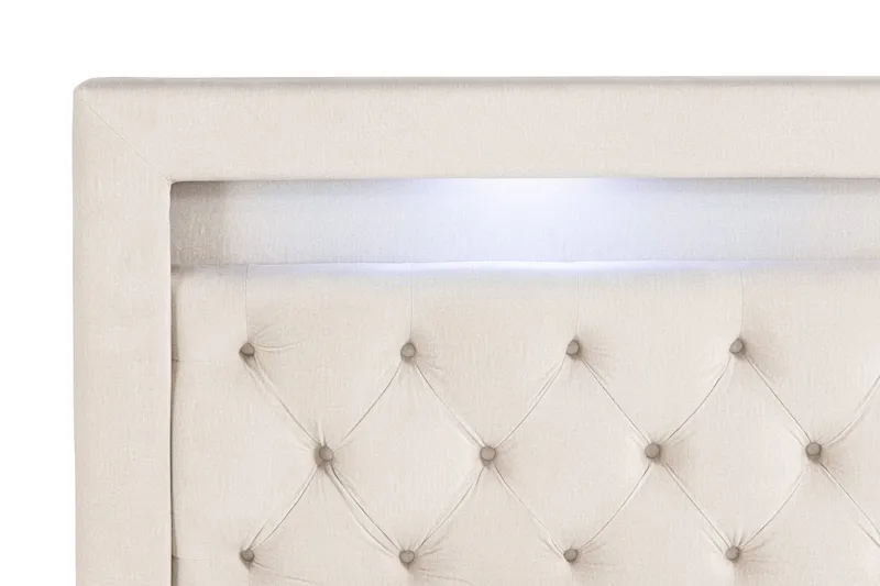 Francisco Komplett Sengpakke med løfteoppbevaring LED-belysning 180x200 - Beige - Møbler - Senger - Seng med oppbevaring