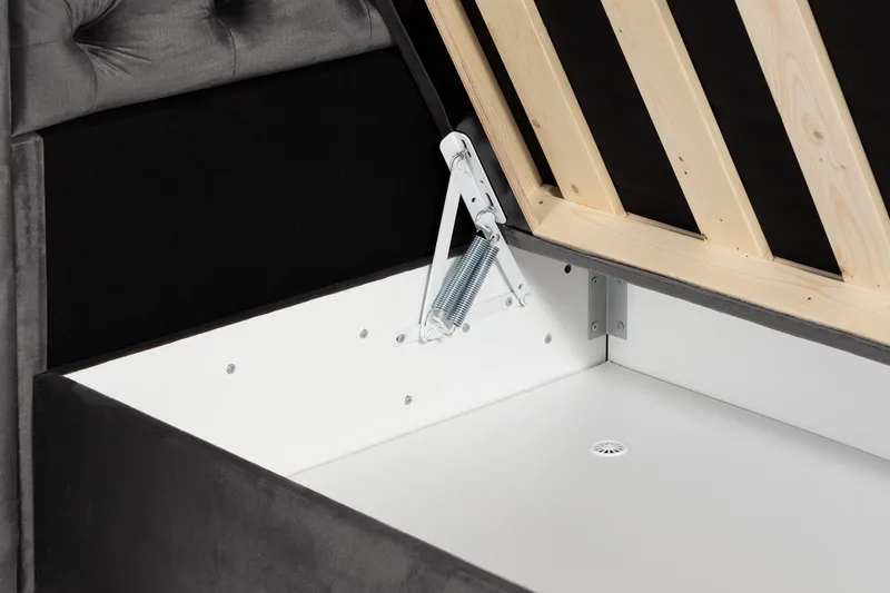 Francisco Komplett Sengpakke med løfteoppbevaring LED-belysning 180x200 - Mørkgrå - Møbler - Senger - Komplett sengepakke