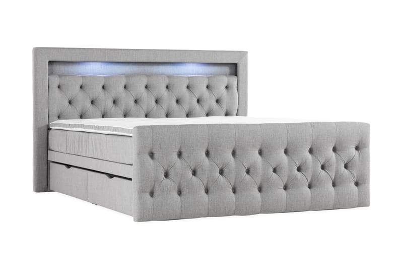 Francisco Sengepakke 160x200 med Oppbevaringsskuff - Grå - Komplett sengepakke - Seng med oppbevaring