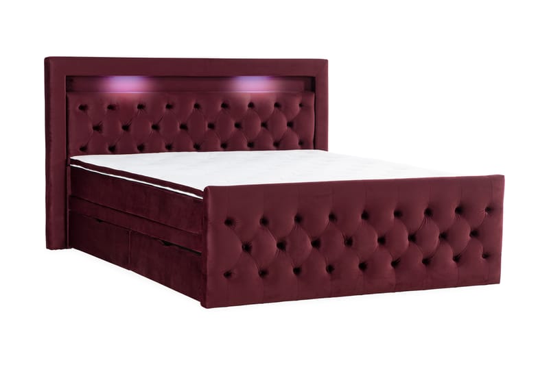 Francisco Sengepakke 180x200 med Oppbevaringsskuff - Rød - Komplett sengepakke - Seng med oppbevaring