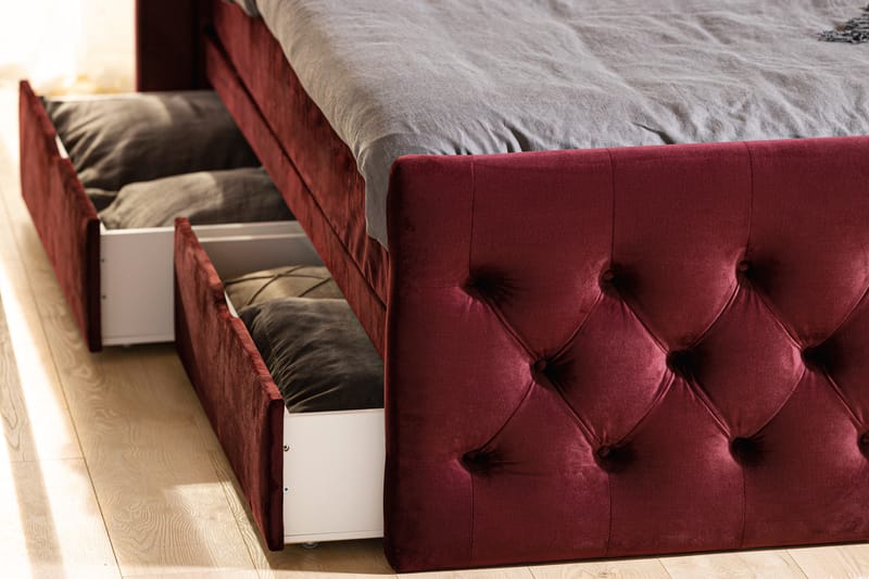 Francisco Sengepakke 180x200 med Oppbevaringsskuff - Rød - Komplett sengepakke - Seng med oppbevaring