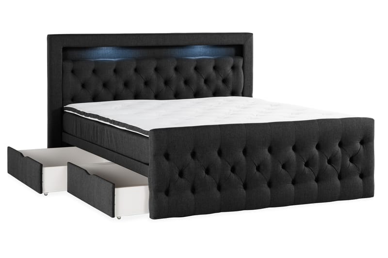 Francisco Sengepakke 180x200 med Skuffeoppbevaring - Svart - Komplett sengepakke - Seng med oppbevaring