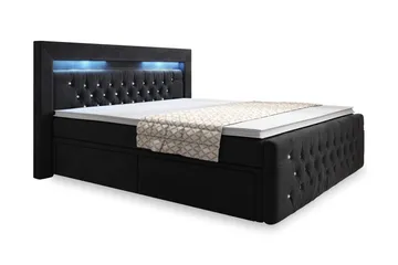 Franco Crystal Kontinentalseng 160x200 LED-belysning - Svart Fløyel - Møbler - Senger - Seng med oppbevaring
