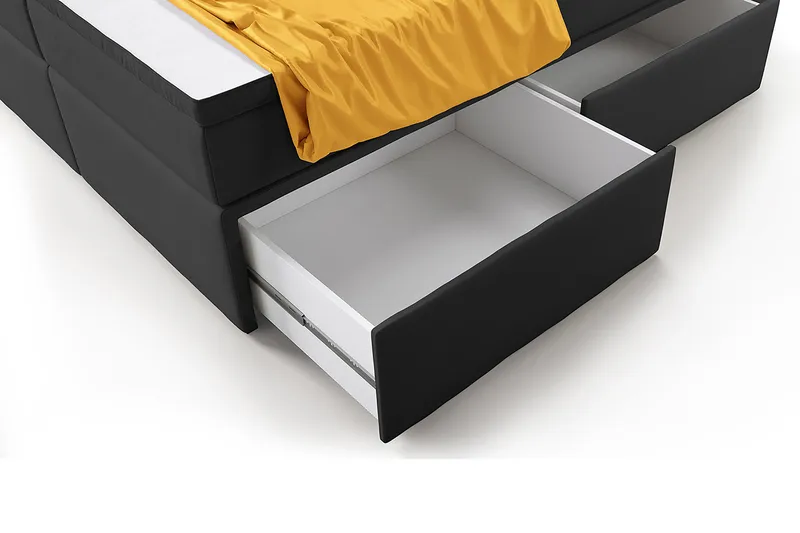 Franco Komplett Sengpakke med Oppbevaring LED-belysning 180x200 cm - Grå / Fløyel - Møbler - Senger - Seng med oppbevaring