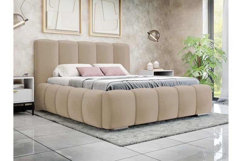 Gioia Oppbevaringsseng 140x200 cm - Beige - Møbler - Senger - Seng med oppbevaring