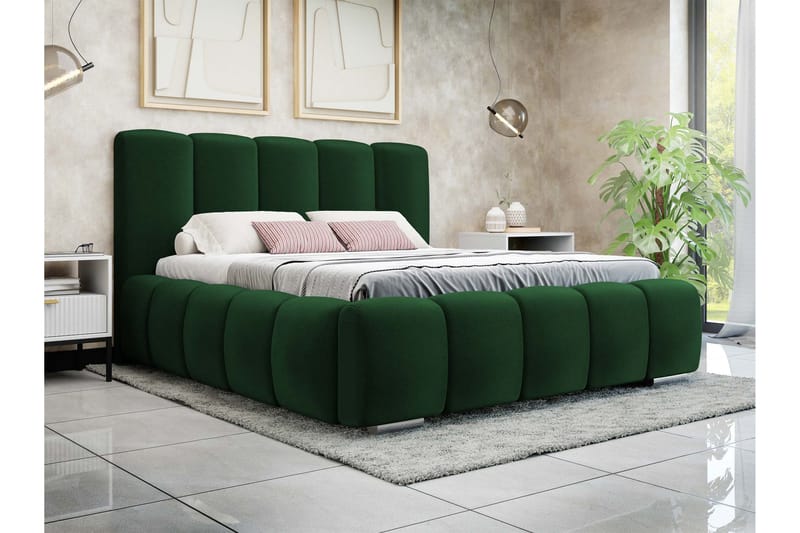 Gioia Oppbevaringsseng 140x200 cm - Grønn - Møbler - Senger - Seng med oppbevaring