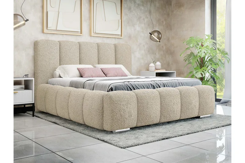 Gioia Oppbevaringsseng 160x200 cm - Beige - Møbler - Senger - Seng med oppbevaring