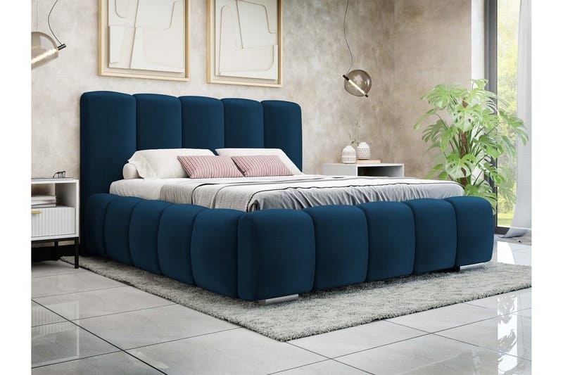Gioia Oppbevaringsseng 180x200 cm - Blå - Møbler - Senger - Seng med oppbevaring