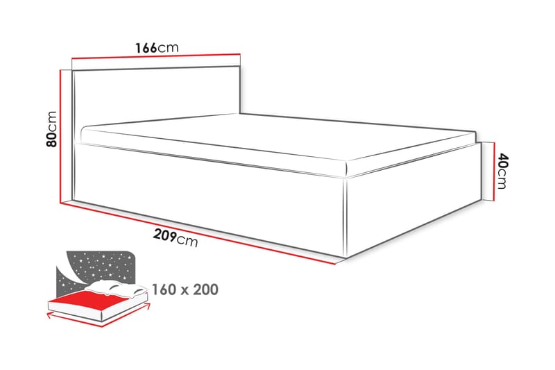 Gudelia Oppbevaringsseng - Hvit - Møbler - Senger - Seng med oppbevaring