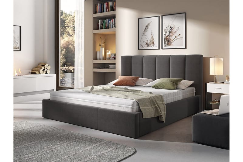 Karrouba Oppbevaringsseng 160x200 cm - Mørkegrå - Møbler - Senger - Seng med oppbevaring