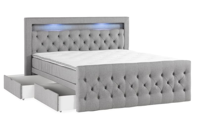 Kontinentalseng Cloud47 Francisco sengepakke Grå Skuffer - Møbler - Senger - Seng med oppbevaring