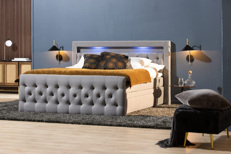 Kontinentalseng Cloud47 Francisco sengepakke Grå Skuffer - Møbler - Senger - Seng med oppbevaring