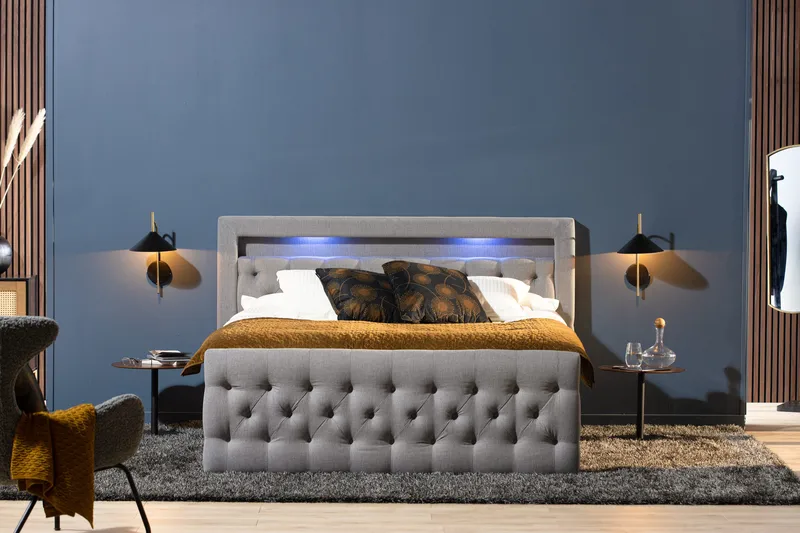 Kontinentalseng Cloud47 Francisco sengepakke Grå Skuffer - Møbler - Senger - Seng med oppbevaring