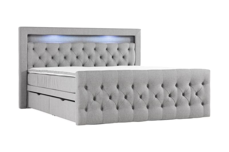 Kontinentalseng Cloud47 Francisco sengepakke Grå Skuffer - Møbler - Senger - Seng med oppbevaring