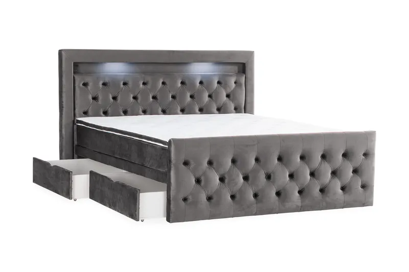 Kontinentalseng Cloud47 Francisco sengepakke Mørk grå Skuffer - Møbler - Senger - Seng med oppbevaring