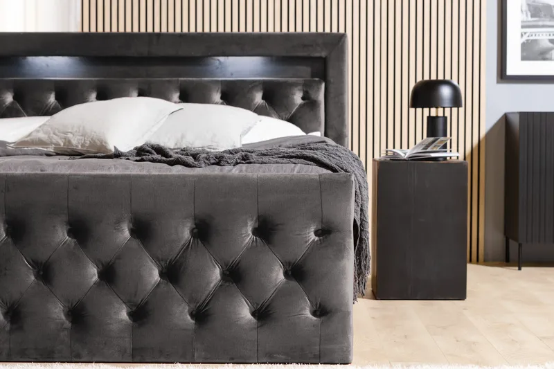 Kontinentalseng Cloud47 Francisco sengepakke Mørk grå Skuffer - Møbler - Senger - Seng med oppbevaring