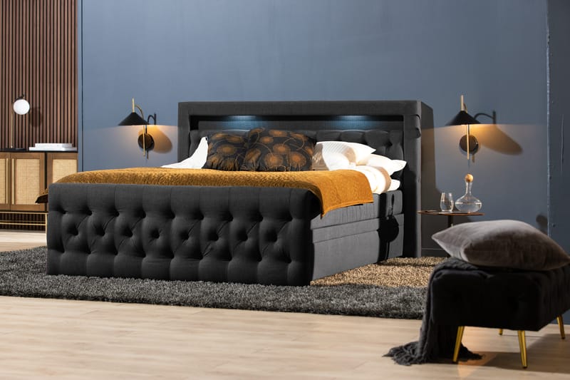 Kontinentalseng Cloud47 Francisco sengepakke Svart Skuffer - Møbler - Senger - Seng med oppbevaring