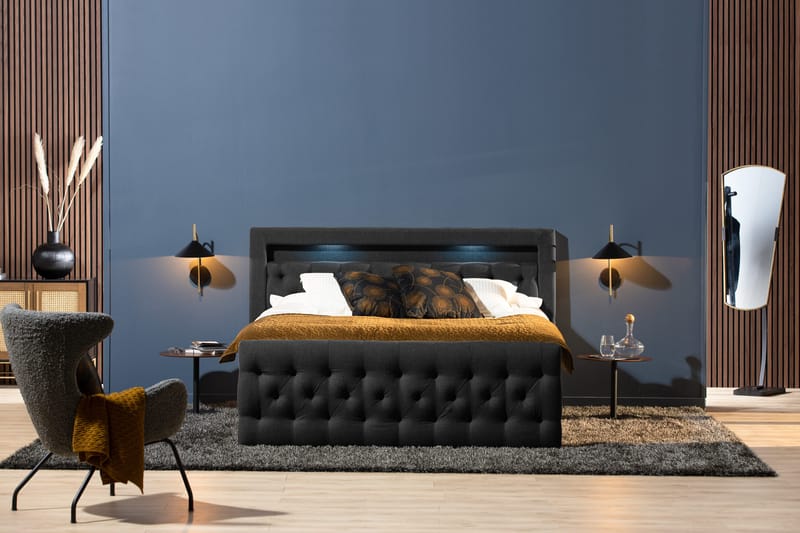 Kontinentalseng Cloud47 Francisco sengepakke Svart Skuffer - Møbler - Senger - Seng med oppbevaring