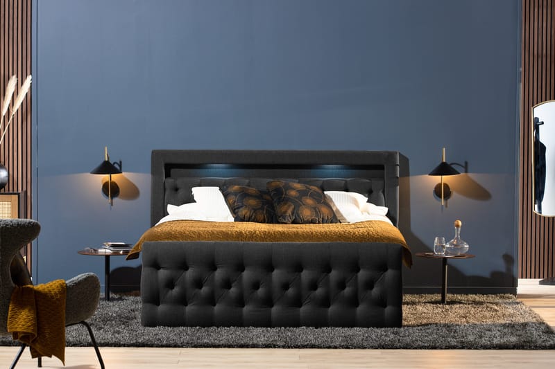 Kontinentalseng Cloud47 Francisco sengepakke Svart Skuffer - Møbler - Senger - Seng med oppbevaring