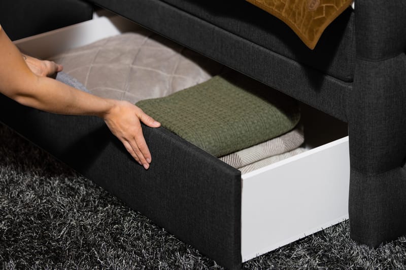 Kontinentalseng Cloud47 Francisco sengepakke Svart Skuffer - Møbler - Senger - Seng med oppbevaring