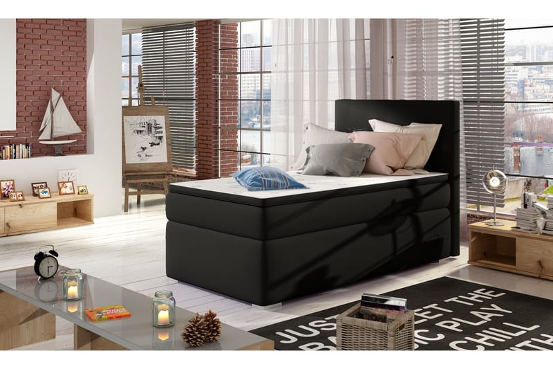 Larrimbe Oppbevaringsseng 90x200 cm Høyre - Svart - Møbler - Senger - Seng med oppbevaring