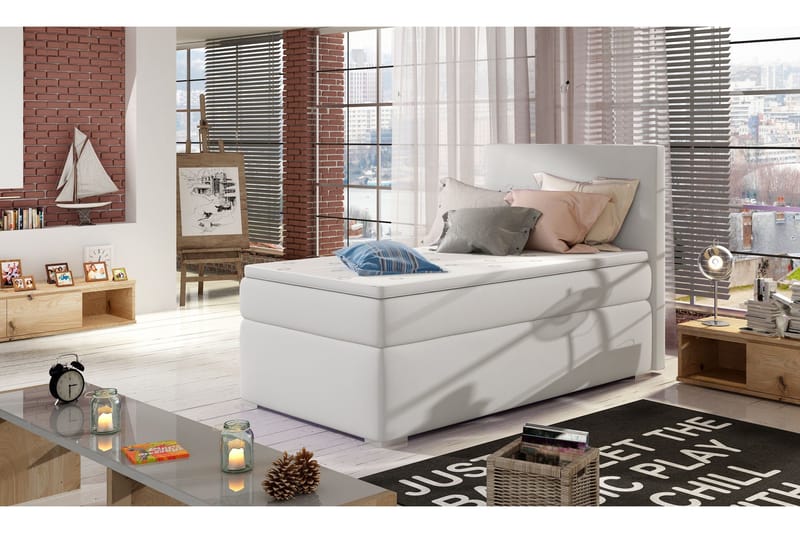 Larrimbe Oppbevaringsseng 90x200 cm Venstre - Hvit - Møbler - Senger - Seng med oppbevaring