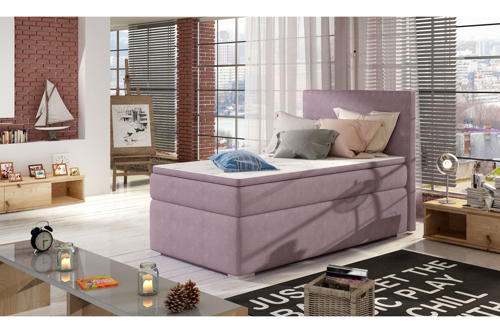 Larrimbe Oppbevaringsseng 90x200 cm Venstre - Rosa - Møbler - Senger - Seng med oppbevaring