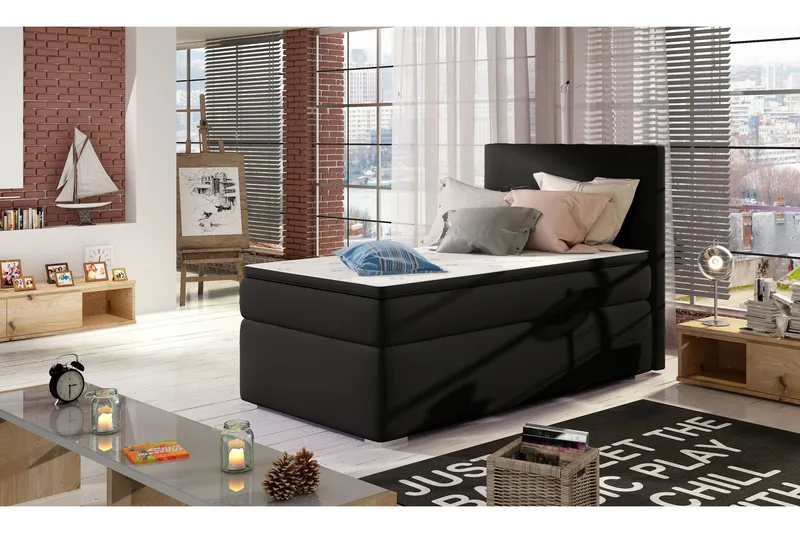Larrimbe Oppbevaringsseng 90x200 cm Venstre - Svart - Møbler - Senger - Seng med oppbevaring