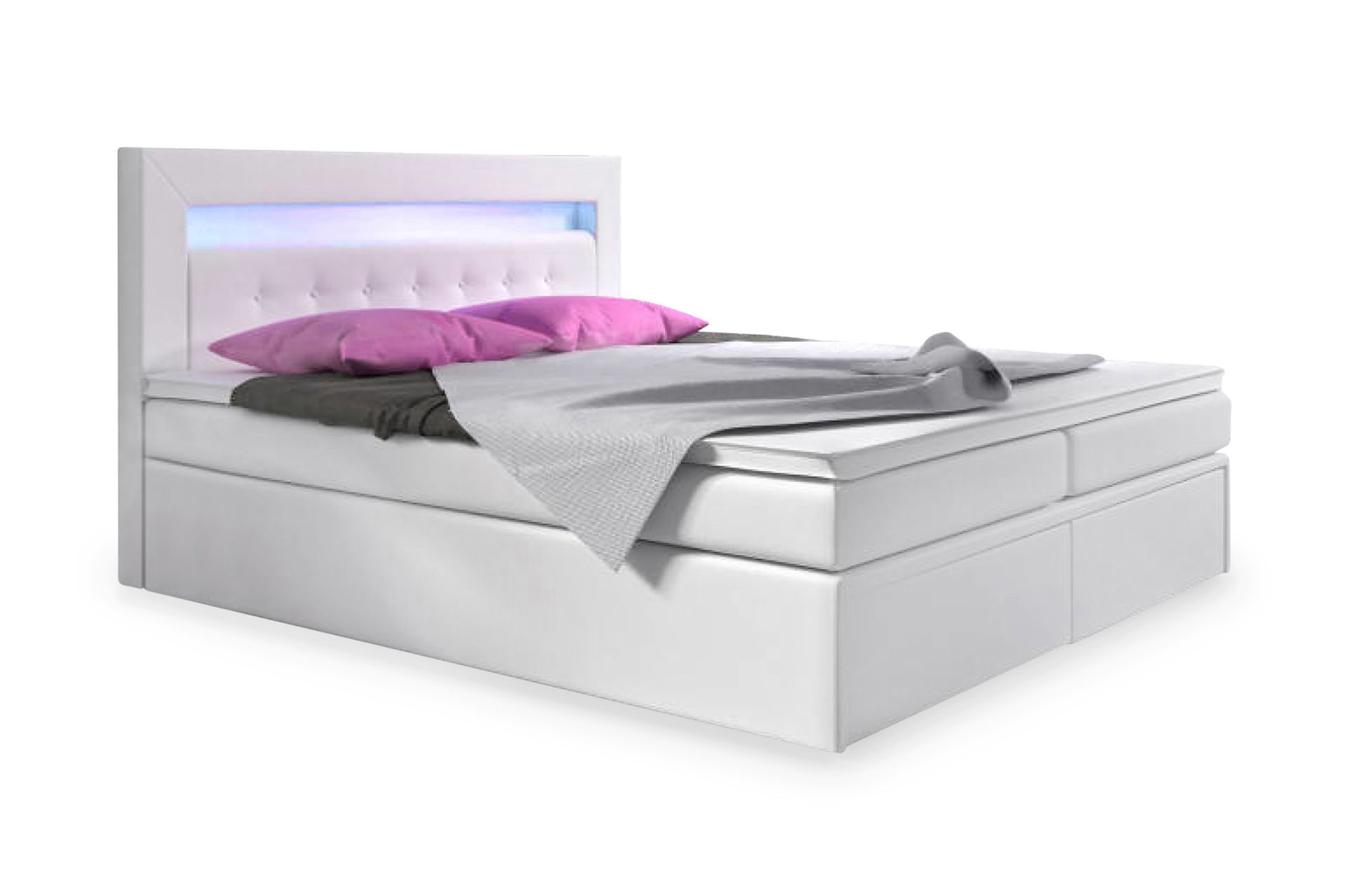 Modena Sengepakke 140x200 med Oppbevaring LED-belysning - Hvit - Møbler - Senger - Seng med oppbevaring