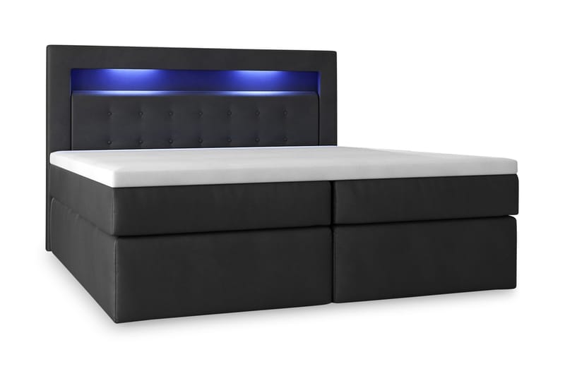 Modena Sengepakke 140x200 med Oppbevaring LED-belysning - Svart - Møbler - Senger - Seng med oppbevaring