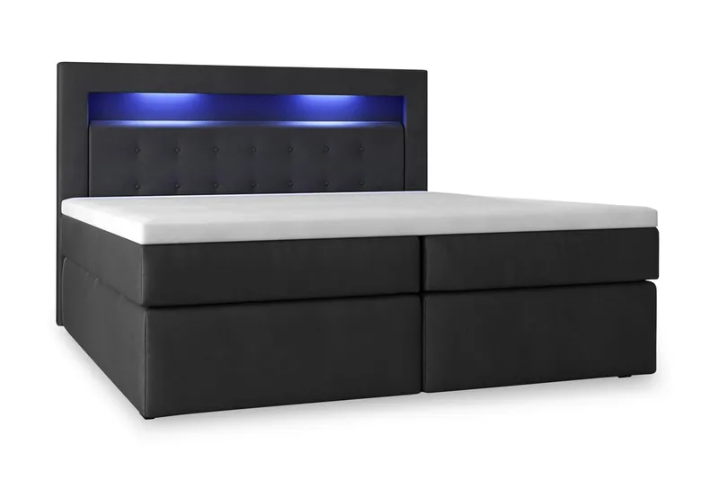Modena Sengepakke 180x200 med Oppbevaring LED-belysning, Svart