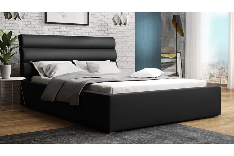 Moon Seng med Oppbevaring 223x160x100 cm - Svart/Grå - Møbler - Senger - Seng med oppbevaring