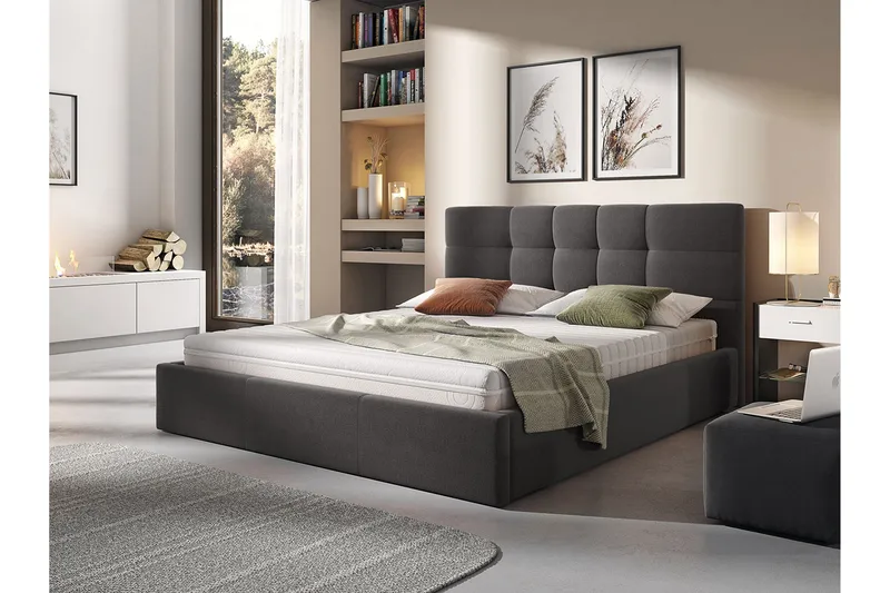 Nieres Oppbevaringsseng 160x200 cm - Mørkegrå - Møbler - Senger - Seng med oppbevaring