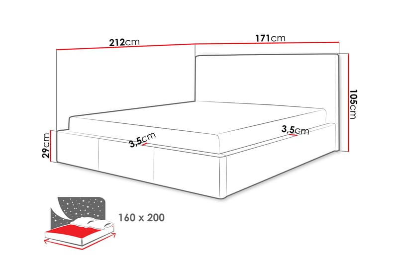 Nieres Oppbevaringsseng 160x200 cm - Svart - Møbler - Senger - Seng med oppbevaring