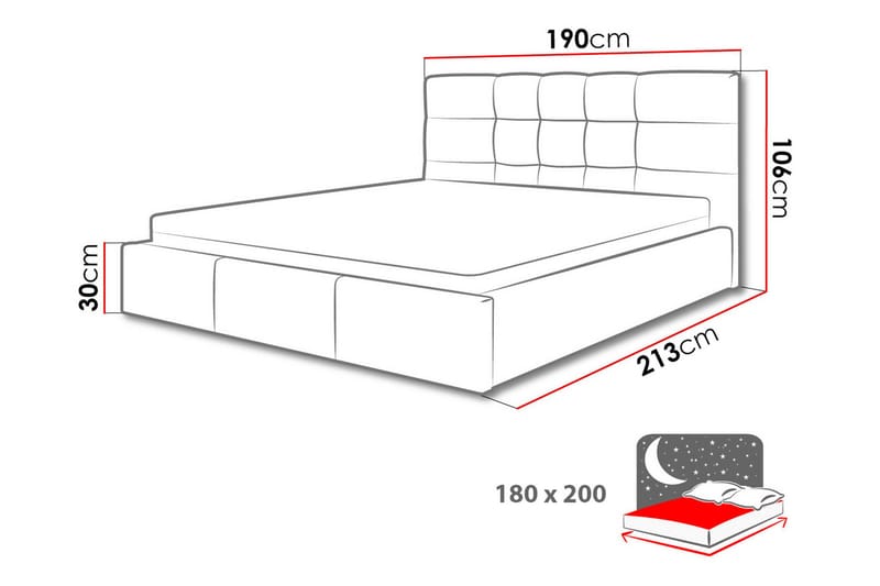 Nieres Oppbevaringsseng 180x200 cm - Grå - Møbler - Senger - Seng med oppbevaring