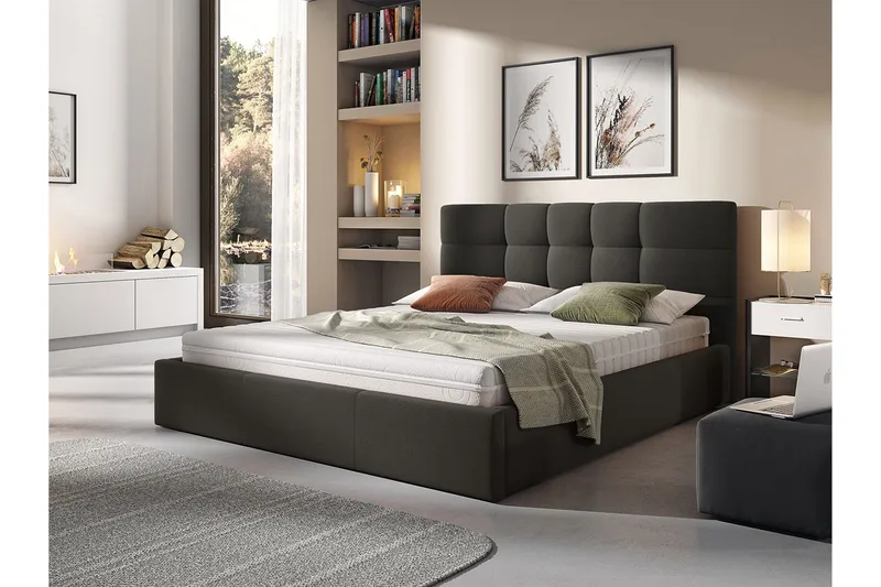 Nieres Oppbevaringsseng 180x200 cm - Svart - Møbler - Senger - Seng med oppbevaring