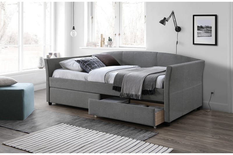 Oppbevaringsseng Grå 90x200 cm - Grå/Svart - Møbler - Senger - Seng med oppbevaring