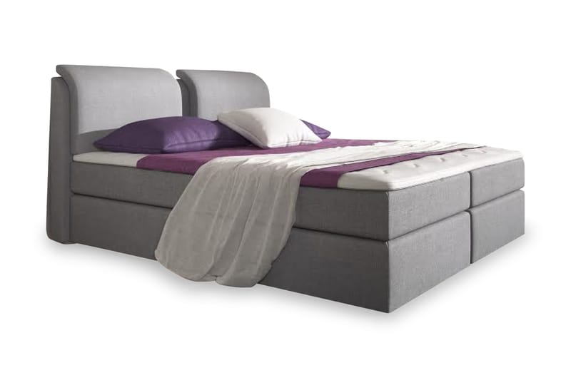 Owen Komplett Box Bed 180x200 - Grå - Komplett sengepakke - Seng med oppbevaring - Dobbeltsenger