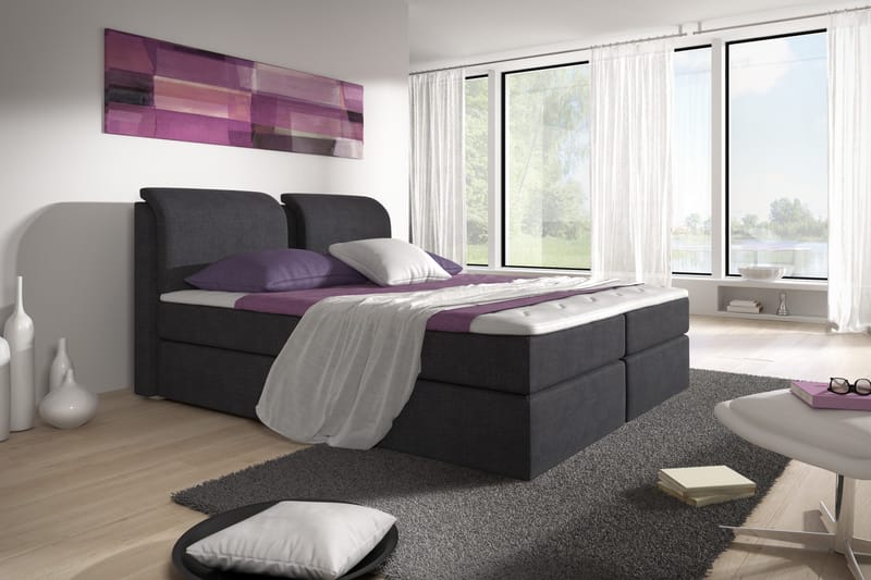 Owen Komplett Box Bed 180x200 Svart - Svart - Møbler - Senger - Seng med oppbevaring