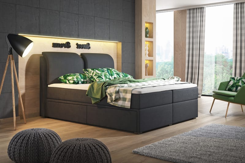 Owen Oppbevaringsseng 180x200 Svart - Møbler - Senger - Seng med oppbevaring