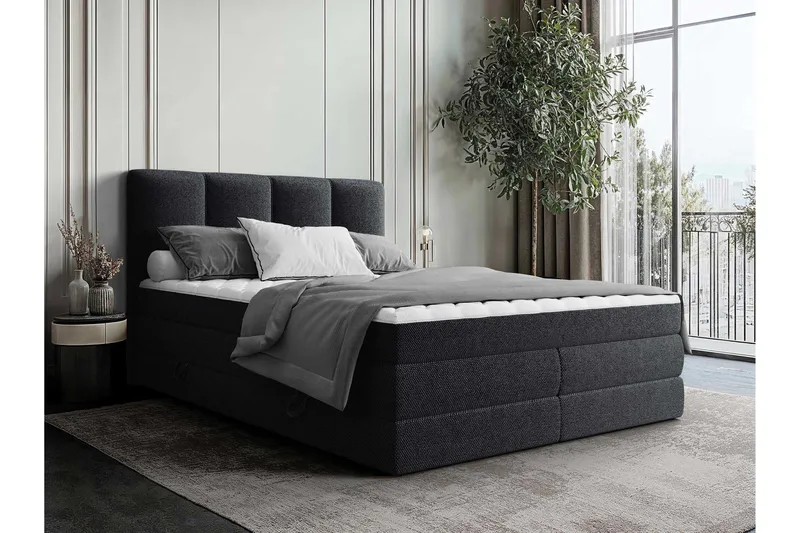 Pinta Oppbevaringsseng 160x200 cm - Brun/Sort - Møbler - Senger - Seng med oppbevaring