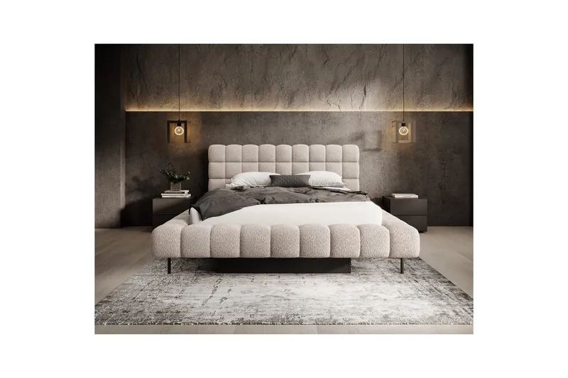 Polstret seng Eltap Magentta - 160x200 cm, Royal 18, Beige - Møbler - Senger - Seng med oppbevaring