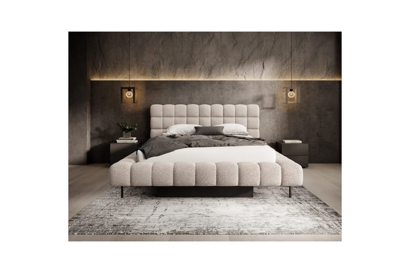 Polstret seng Eltap Magentta - 160x200 cm, Royal 18, Beige - Møbler - Senger - Seng med oppbevaring