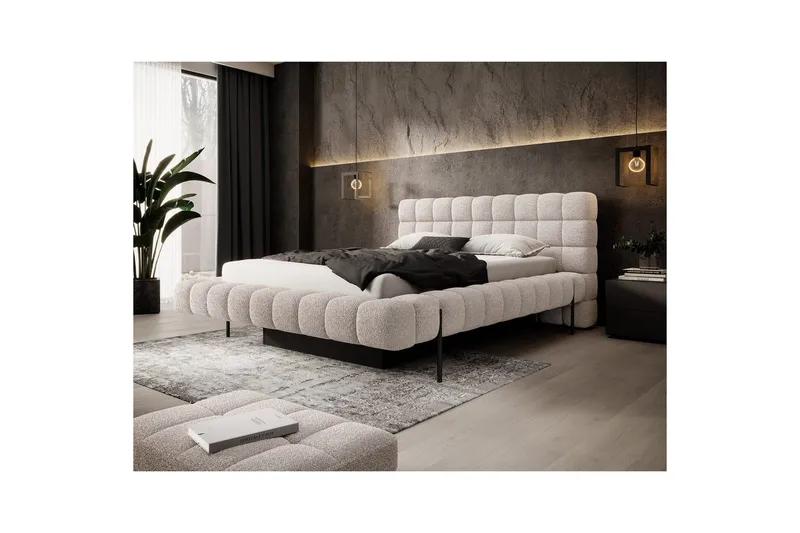 Polstret seng Eltap Magentta - 180x200 cm, Royal 18, Beige - Møbler - Senger - Seng med oppbevaring