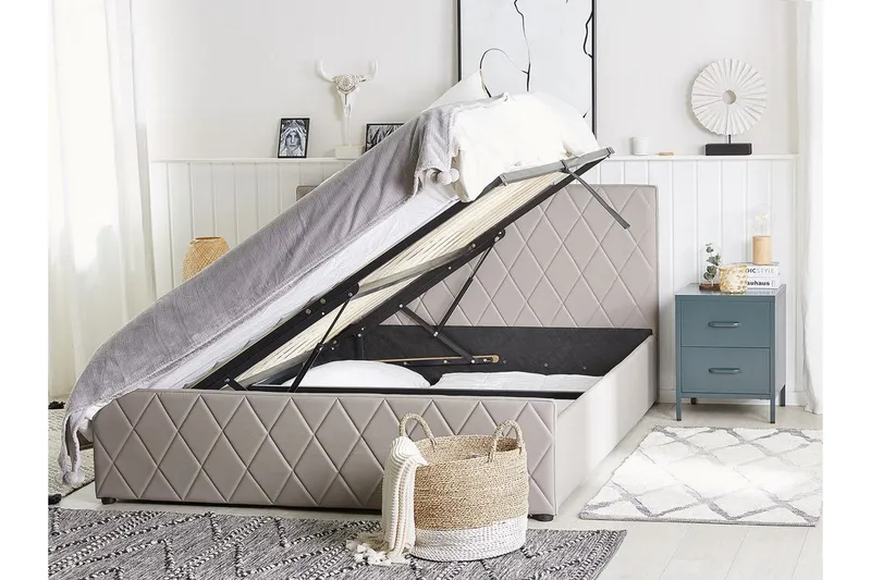 Rochefort Oppbevaringsseng 140x200 cm - Kunstlær/Grå - Møbler - Senger - Seng med oppbevaring