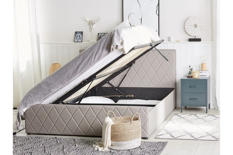 Rochefort Oppbevaringsseng 140x200 cm - Kunstlær/Grå - Møbler - Senger - Seng med oppbevaring