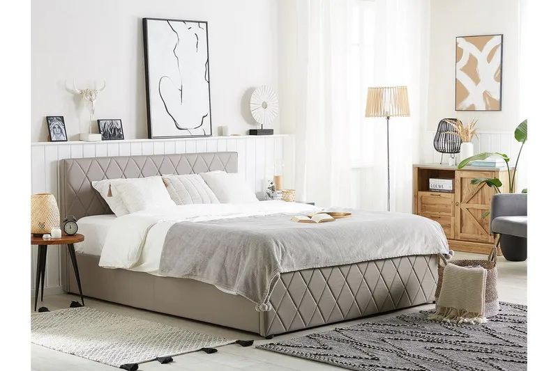 Rochefort Oppbevaringsseng 140x200 cm - Kunstlær/Grå - Møbler - Senger - Seng med oppbevaring