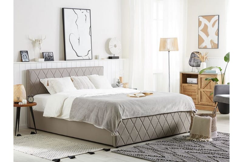 Rochefort Oppbevaringsseng 140x200 cm - Kunstlær/Grå - Møbler - Senger - Seng med oppbevaring